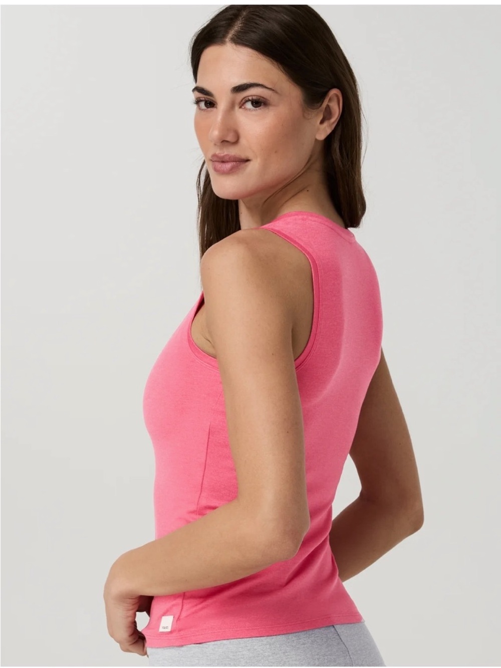 Vuori Halo Essential Scoop Tank Long Sunset Pink Heather Large